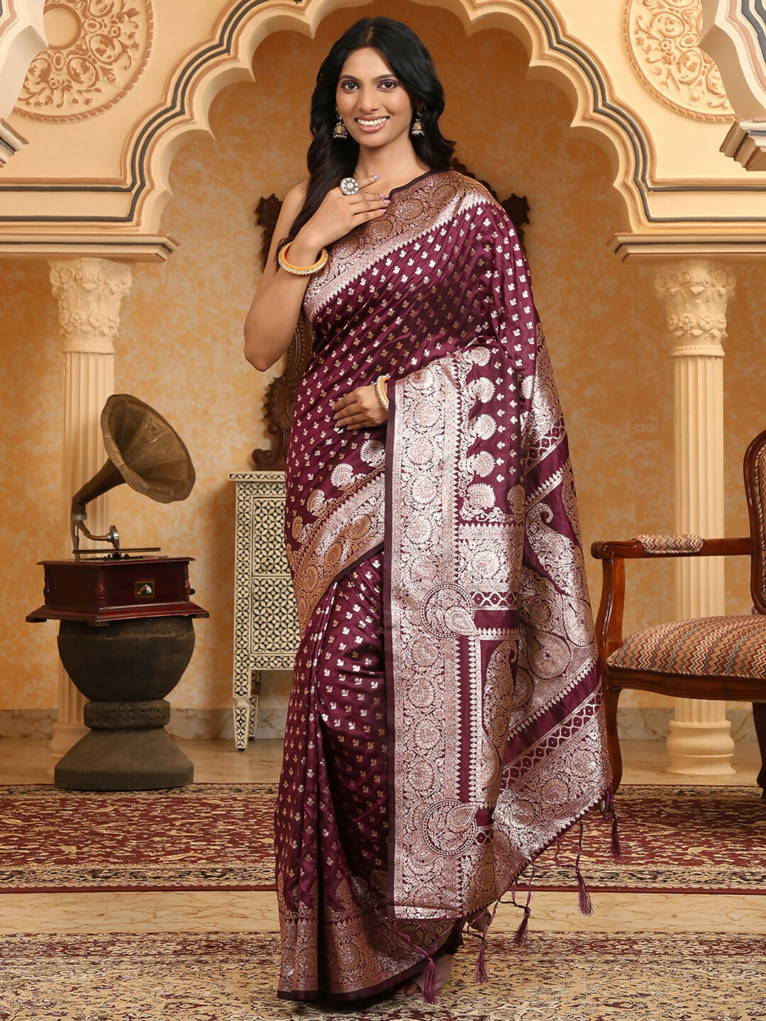 Astita Banarasi Silk Purple Saree