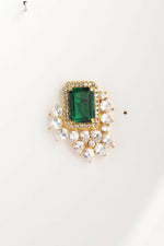 Thumbnail for Nuyug 22K Gold Plated Emerald Fern Muse Stud Earrings