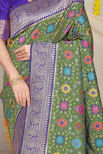 Thumbnail for Jyoti Fashion Women's Green Patola Silk Zari Woven Saree with Blouse - Distacart
