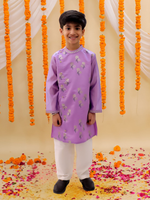 Thumbnail for Lil Drama Mishti Purple Kurta Pyjama Set For Boys