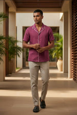 Thumbnail for Sundown — Burgundy Linen Shirt by Hilo Design - Dista