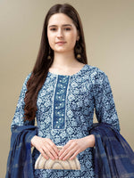 Thumbnail for Jyoti Fashion Women's Light Blue Rayon Embroidery & Sequence work Kurta with Trouser & Dupatta - Distacart