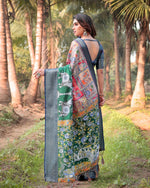 Thumbnail for Preksha Creation Multicolor Wedding Premium Tussar Silk Kalamkari-Inspired Motifs Women Saree