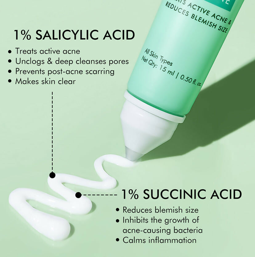 mCaffeine 1% Salicylic Acid 1% Succinic Acid & Matcha Tea Acne Arrest Spot Corrector - Treats Active Acne - Distacart