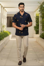 Thumbnail for Vriksha — Navy Dabu Cotton Shirt by Hilo Design - Dista