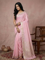 Thumbnail for Shree Shyam Fashion Light Pink Cotton Saree - Distacart
