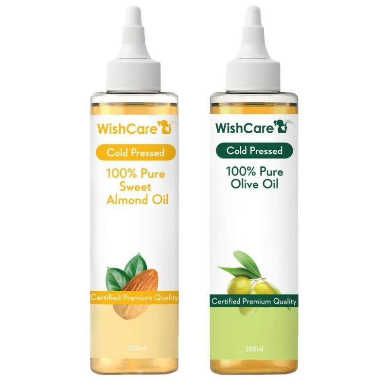 Wishcare 100% Pure Cold Pressed Olive Oil & Badam Rogan Sweet Almond Oil Combo - Distacart