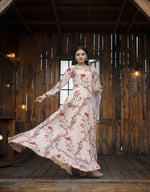 Thumbnail for Jyoti Fashion Women's Cream Faux Georgette Floral Digital Printed Anarkali Dress with Dupatta - Distacart