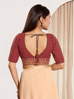 Thumbnail for Joban Fashion Maroon Cotton Padded Blouse With V Neck Elbow Sleeves - Distacart