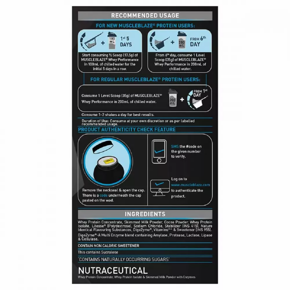 MuscleBlaze Whey Performance Protein Chocolate - Distacart