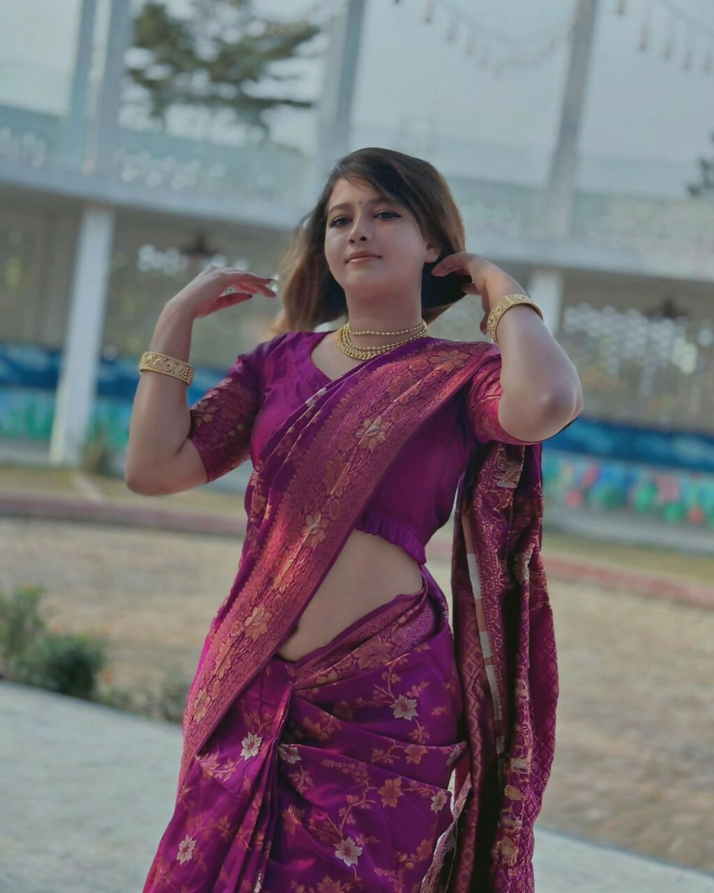 Preksha Creation Banarasi Women Purple Saree With Zari Work - Distacart