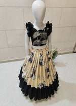 Thumbnail for Jyoti Fashion Classy Cream Chinon Silk Digital Print with Border Work Kids Lehenga Choli Set - Distacart