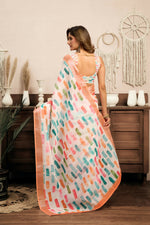 Thumbnail for Joban Fashion White Color Block Linen Ready To Wear Saree With Unstitched Blouse - Distacart