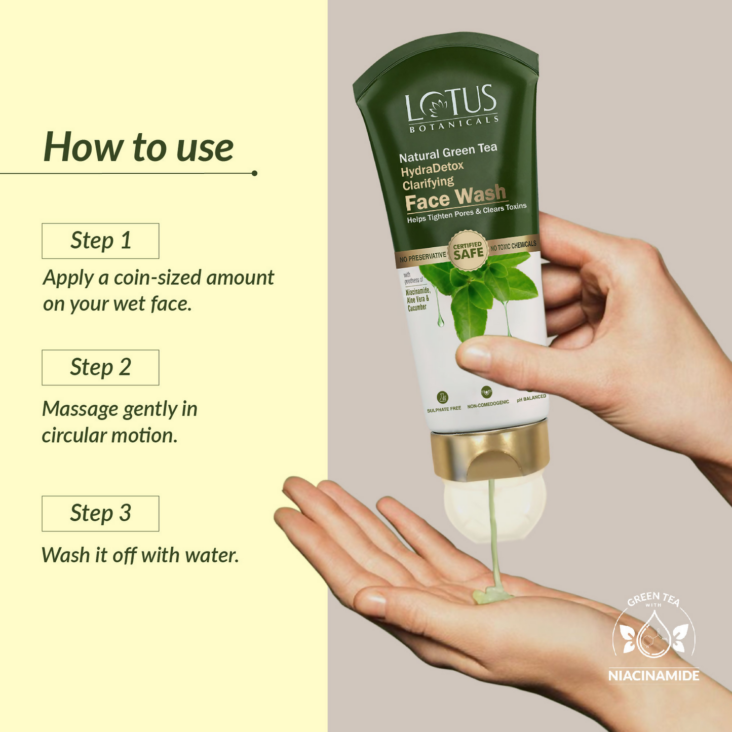 Lotus Botanicals Natural Green Tea Hydradetox Clarifying Face Wash - Distacart