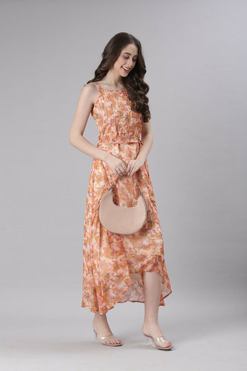 Souchii Floral Print Tiered Dress – Flowy Fit & Flare - Dista