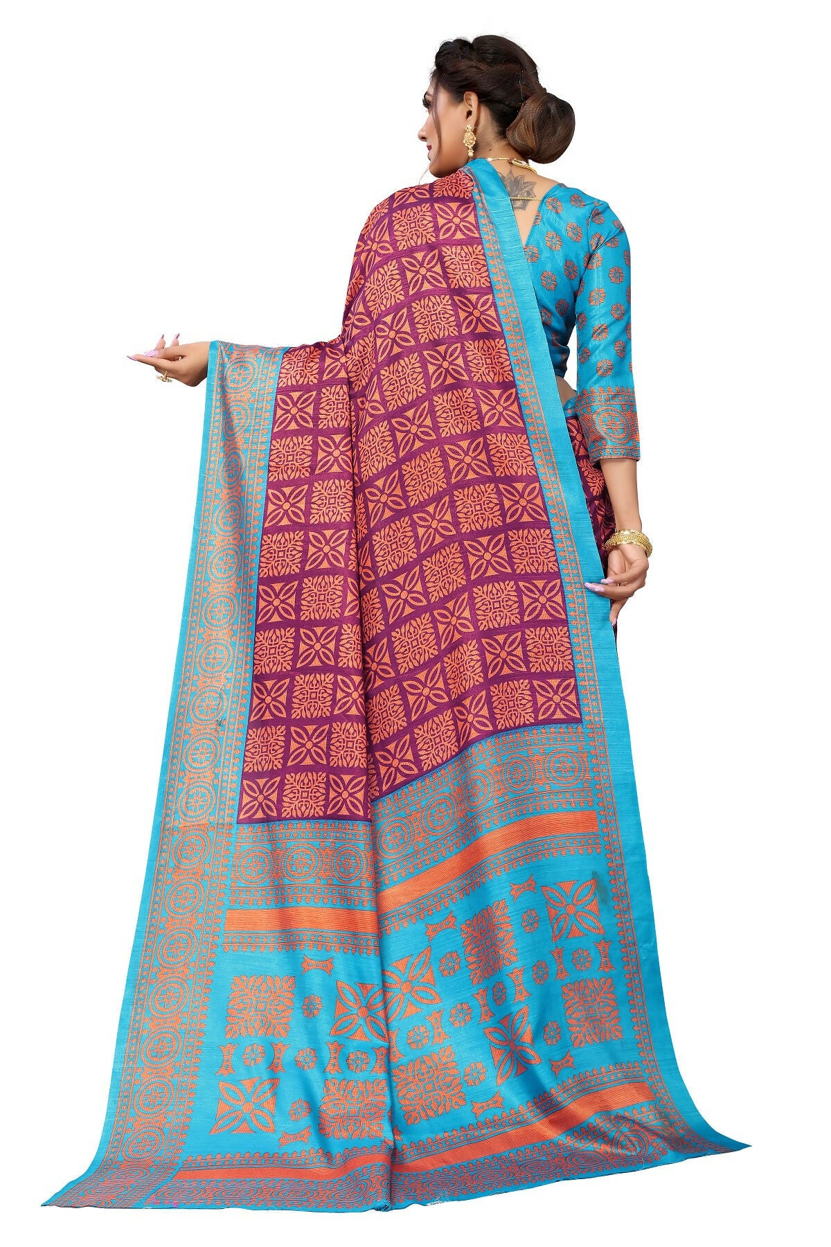 Vamika Purple Printed Art Silk Saree - Distacart
