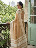 Thumbnail for Shree Shyam Fashion Mustard Yellow Linen Saree - Distacart