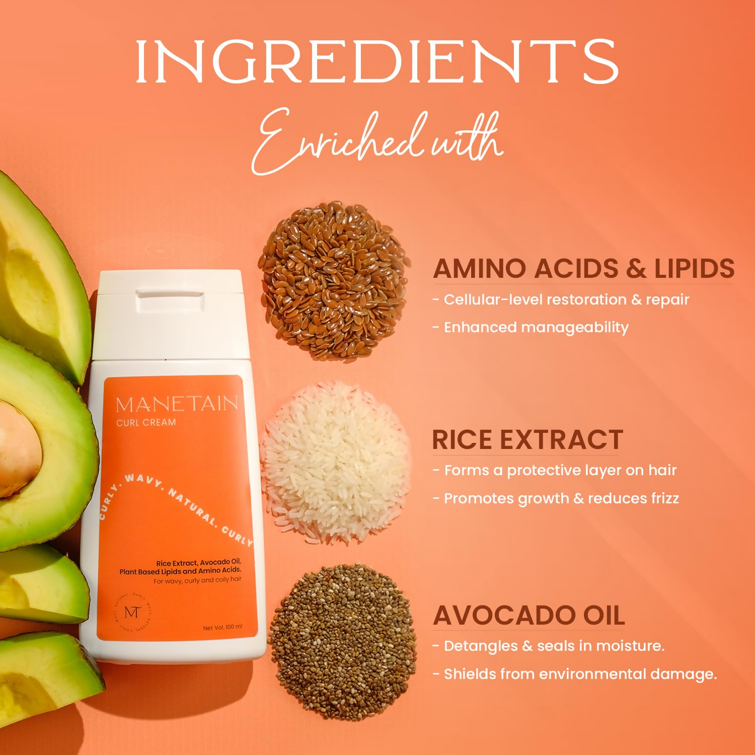 Manetain Curl Cream For Curly, Wavy, Dry & Frizzy Hair - Distacart