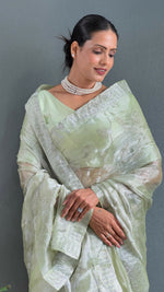 Thumbnail for Preksha Creation Women Ready To Wear Saree Premium Burberry Silk Embellished With Beautiful Thread Work - Pista - Distacart