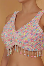 Thumbnail for Joban Fashion Silk Beads Handwork Padded Blouse - Multicolour
