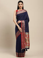 Thumbnail for Astita Silk Blend Blue Saree