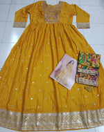 Thumbnail for Anaita Yellow Embroidered Silk Anarkali Suits - Distacart