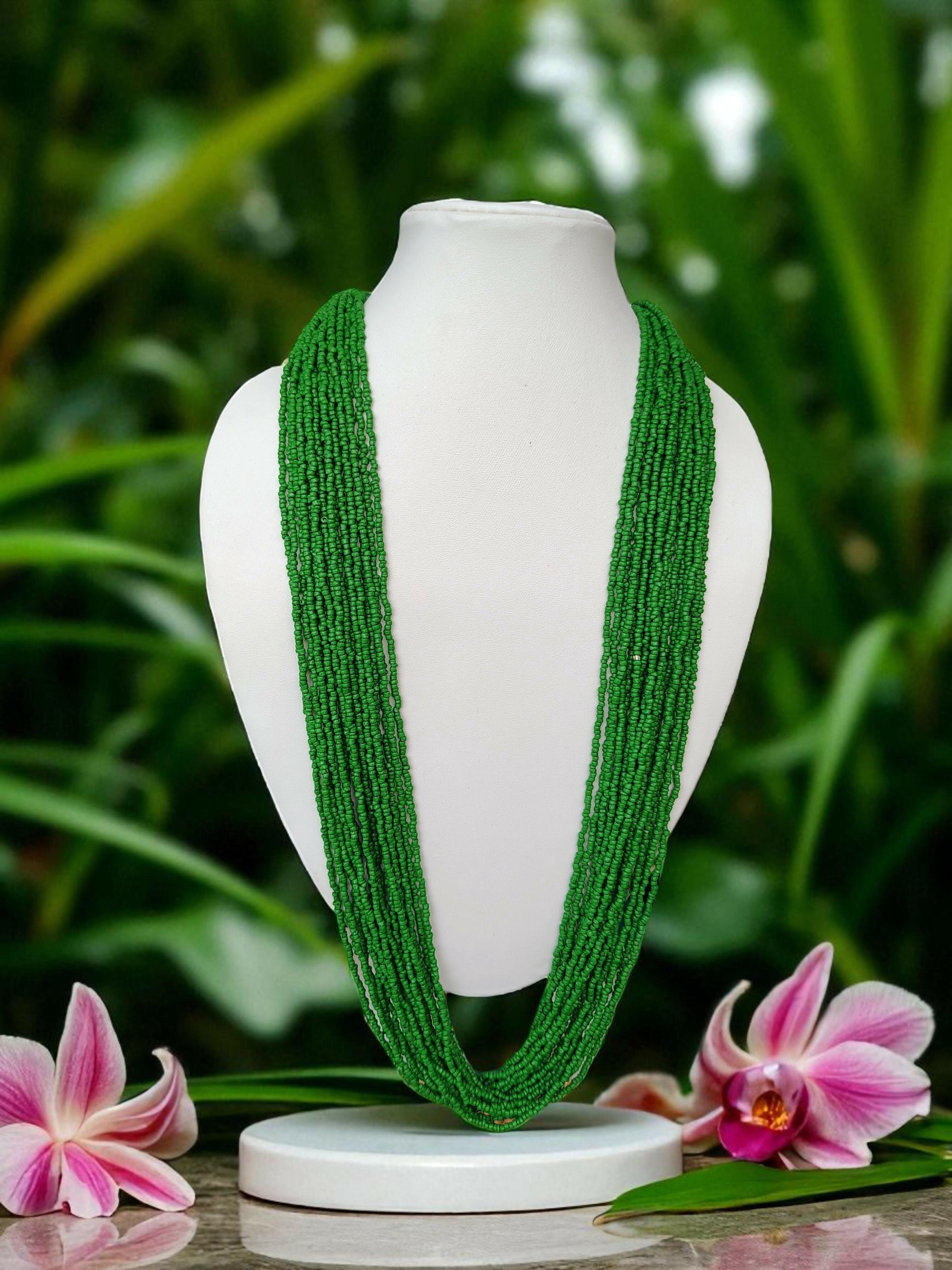Inhanns Rangsaaz 20-Layer Luxe Long Beaded Only Necklace - Green Only Necklace - Distacart