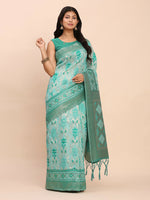 Thumbnail for Astita Linen Cotton Sea Green Saree