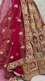 Thumbnail for Jyoti Fashion Women's Rani Pink Velvet Dori, Multi Thread Embroidered with Diamond Work Wedding Lehenga Choli - Distacart