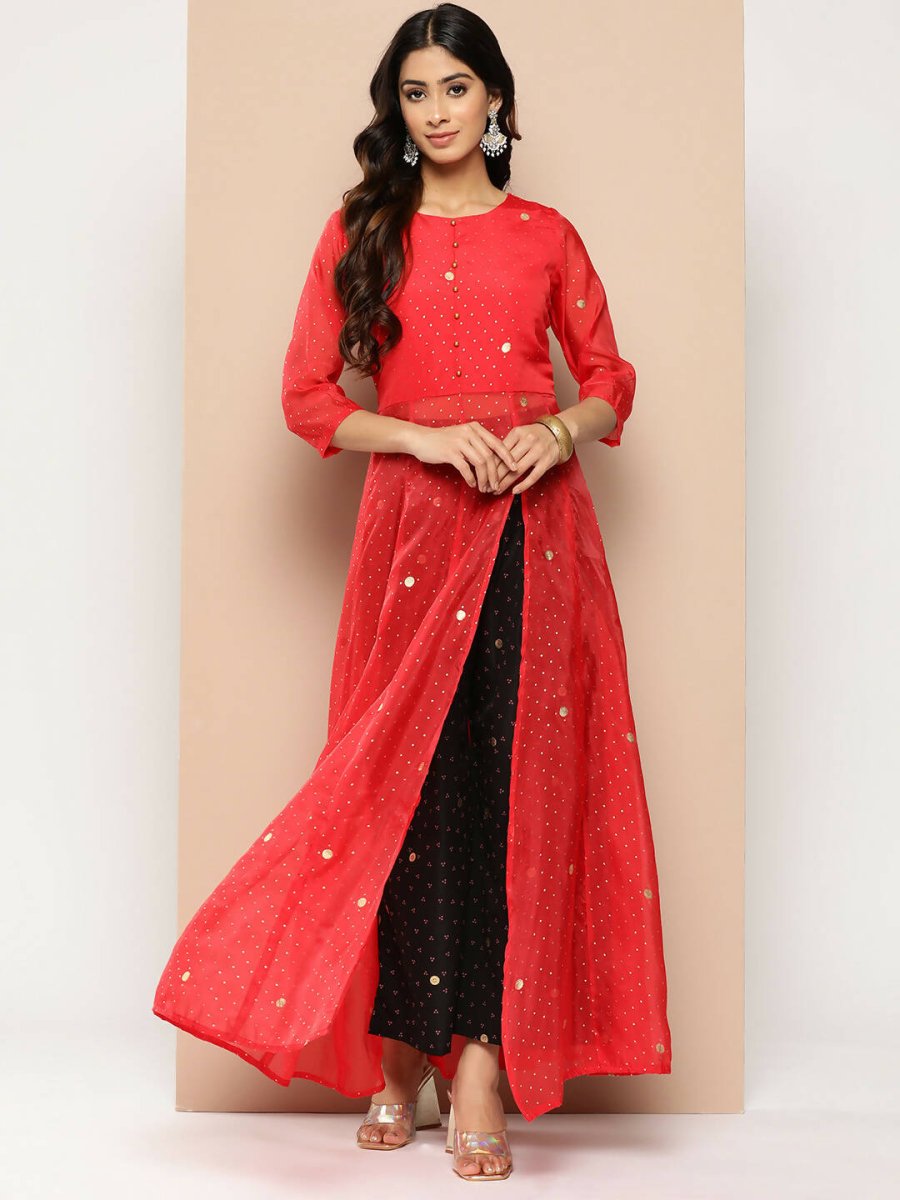 Ahalyaa Womens Kurta Set - Red - Distacart