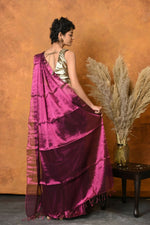 Thumbnail for Very Much Indian Fusion Cotton Tissue Shimmer Saree - Maroon - Distacart