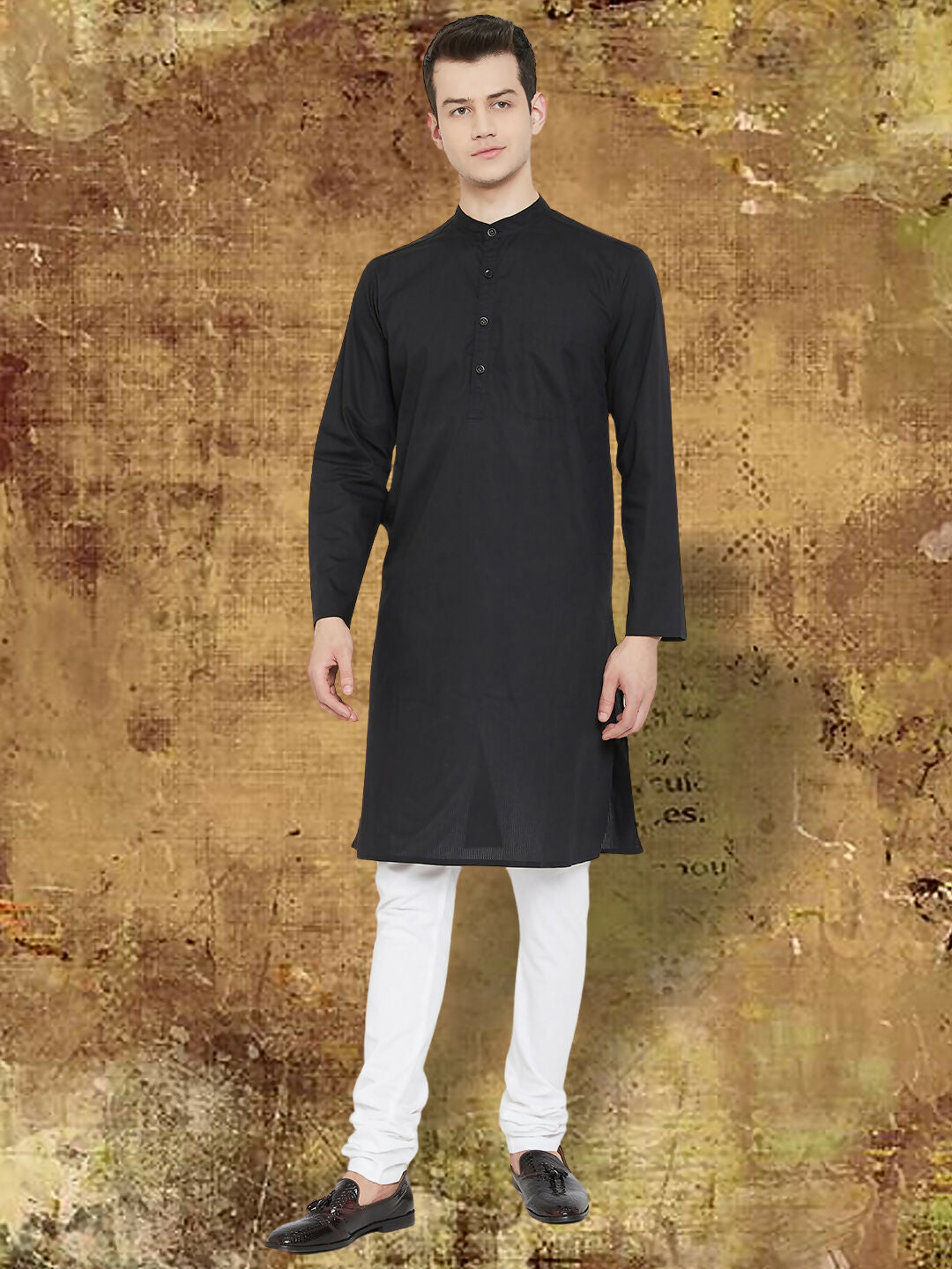 Even Apparels Men's Pure Cotton Black Kurta - Distacart