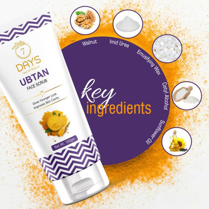 7 Days Ubtan Face Scrub with Turmeric & Walnut - Distacart