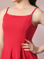Thumbnail for Myshka Women's Pink Solid Shoulder Straps Fit and Flare Party Dress - Distacart