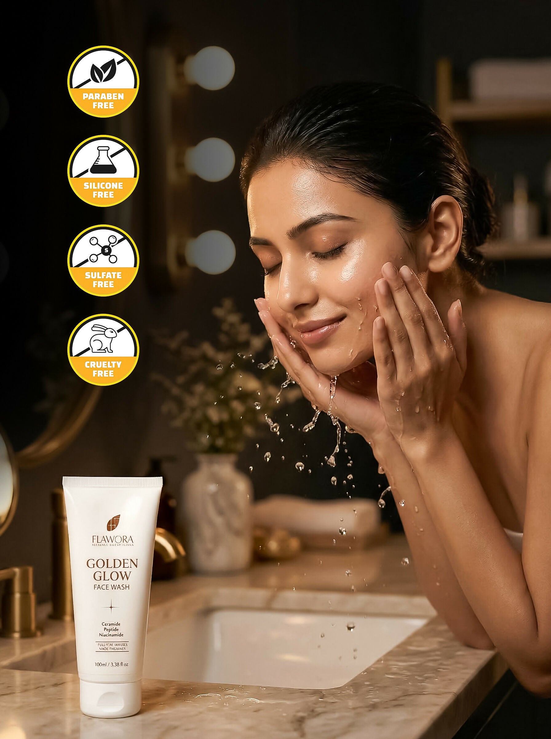 Flawora Golden Glow Face Wash - Dista