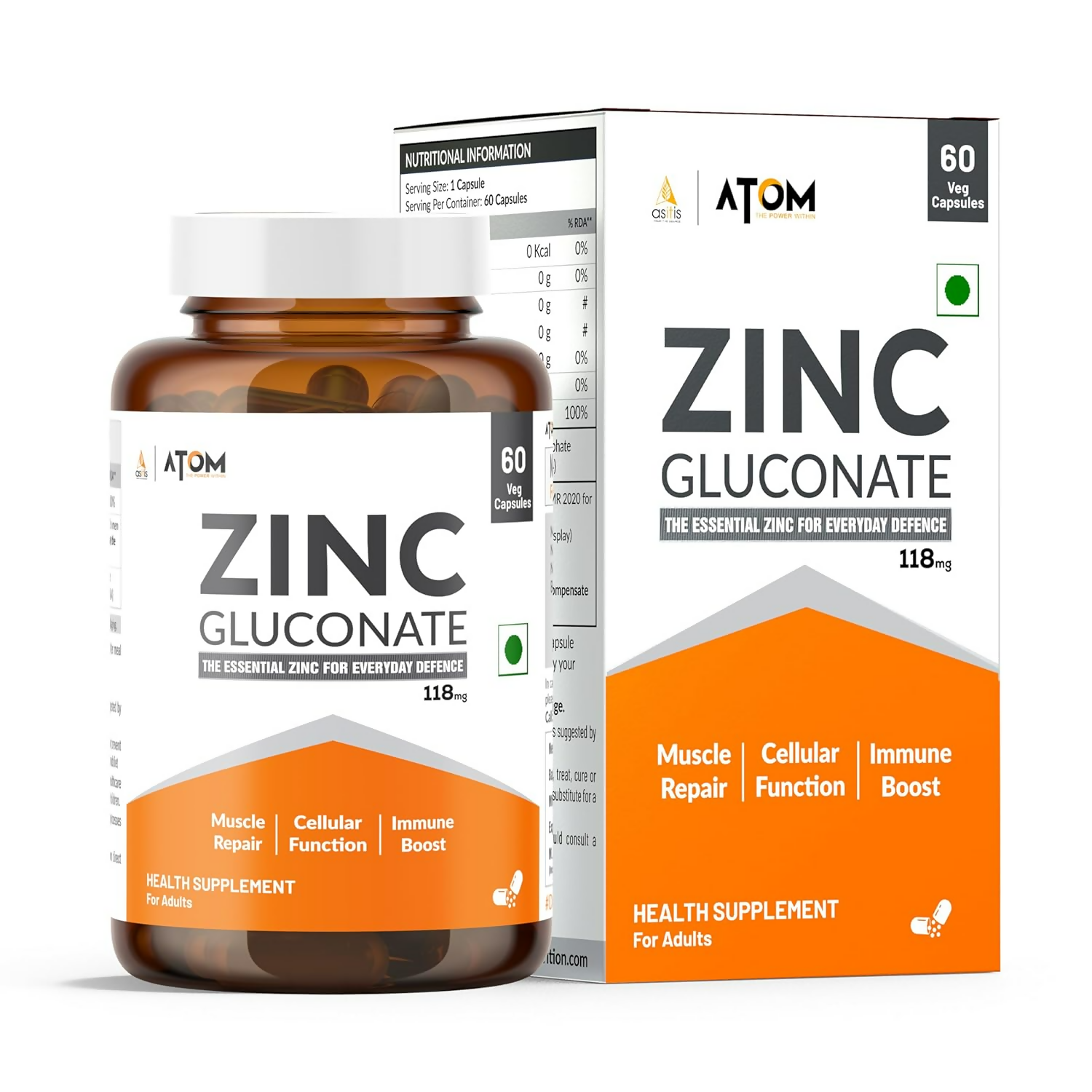 As-It-Is Nutrition Atom Zinc Gluconate Veg Capsules - Distacart