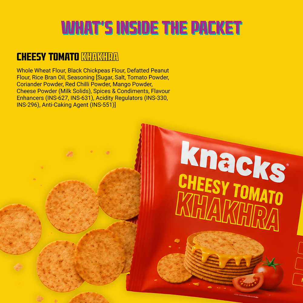 Knacks Coin Khakhra Crisps - Cheesy Tomato Flavour - Dista