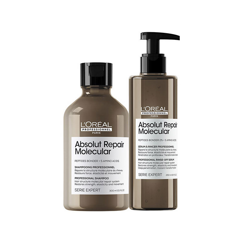 L'Oreal Professionnel Absolut Repair Molecular Shampoo & Rinse-Off Serum For Damaged Hair - Distacart