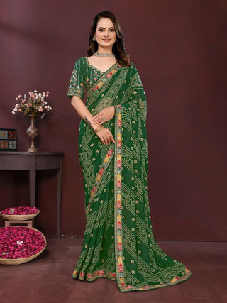 Ai Fashion Green Georgette Digital Print Party Wear Saree