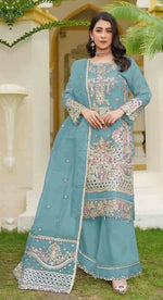 Thumbnail for Anaita Sky Blue Fox Georgette Stitched Suit with Embroidery Sequins - Distacart