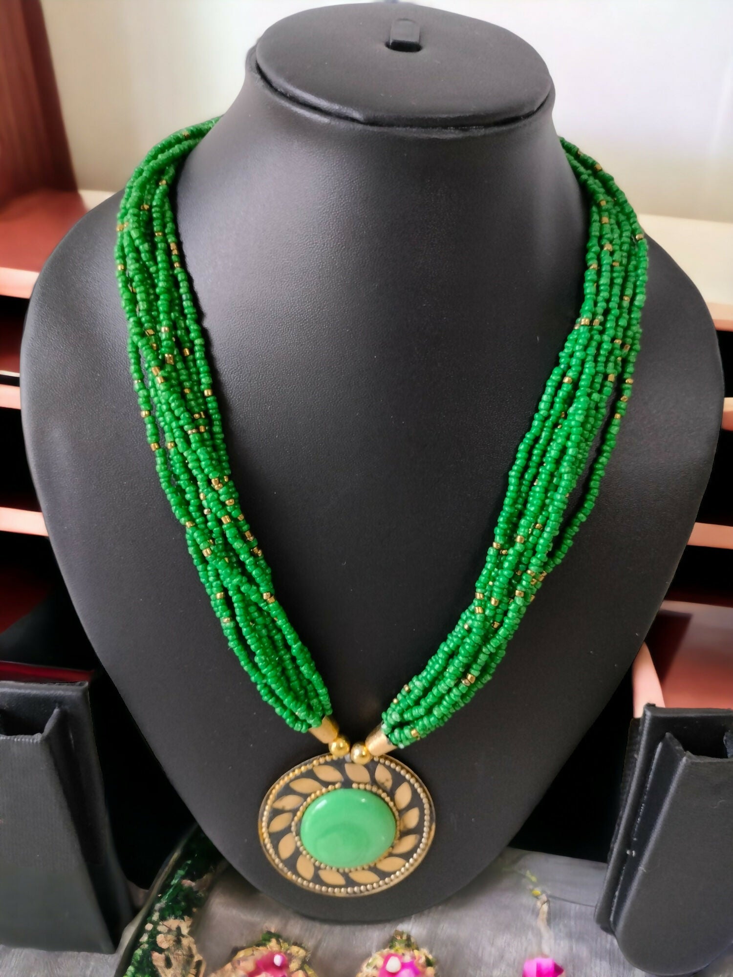 Inhanns Everyday Statement Beaded Pendant Necklace - Green - Distacart