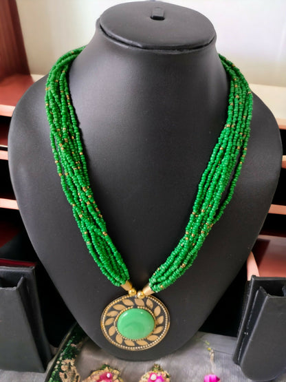 Inhanns Everyday Statement Beaded Pendant Necklace - Green - Distacart