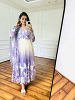 Thumbnail for Teeya Creation Multi Colour Faux georgette Printed With Hand Work Party Wear Gown