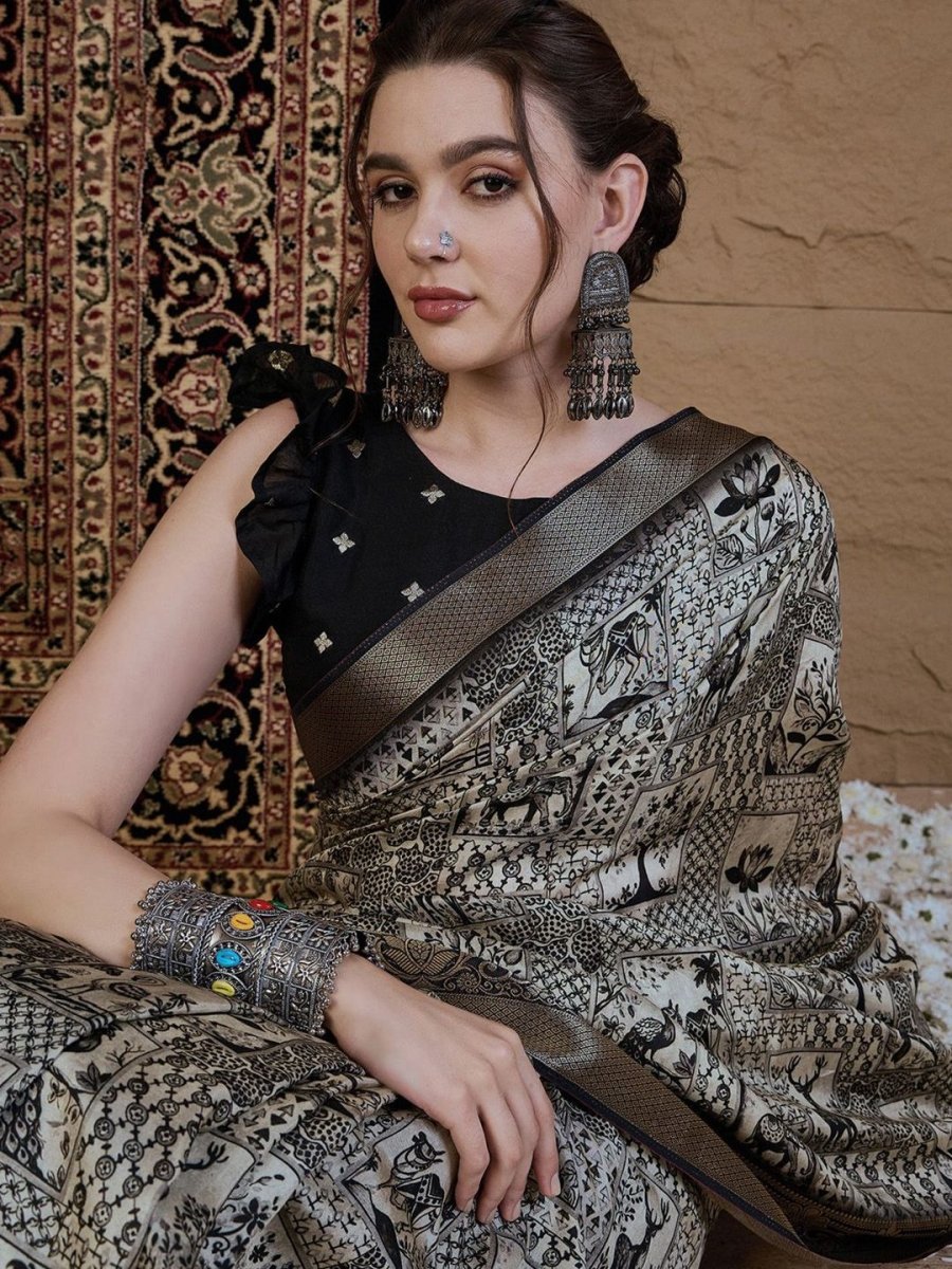 Anouk Ethnic Motifs Zari Silk Blend Sungudi Saree