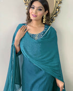 Thumbnail for Partywear Designer Firozy Rayon Slub Stitched Suit With Dupatta - Tanisha - Distacart