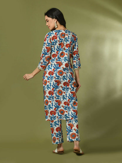 Myshka Women's Multi Printed Cotton Straight Party Kurta Set - Distacart