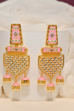 Thumbnail for Pink Traditional Gold-Polished Meenakari Jhumka Jhumki Earrings Indian Jewellery For Women Girls By House of Ree - Distacart