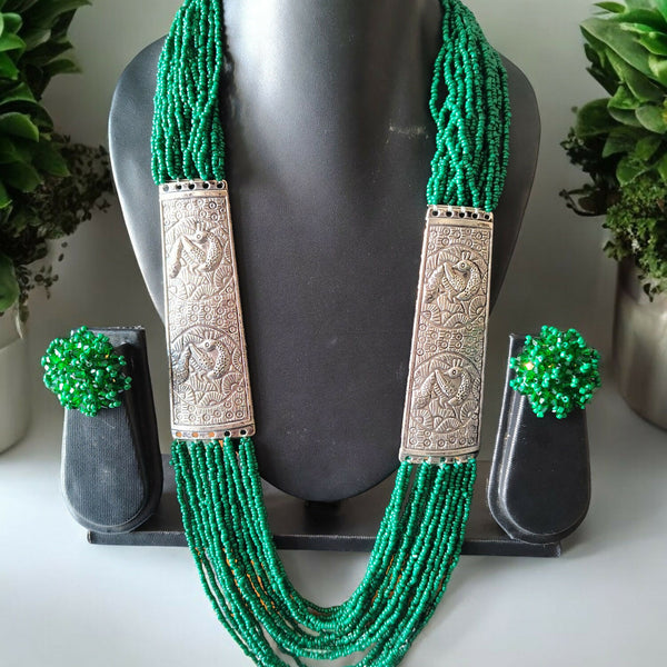Inhanns Saree Shobha Statement Necklace & Earring Set - Green Neclkace With Earrings - Distacart