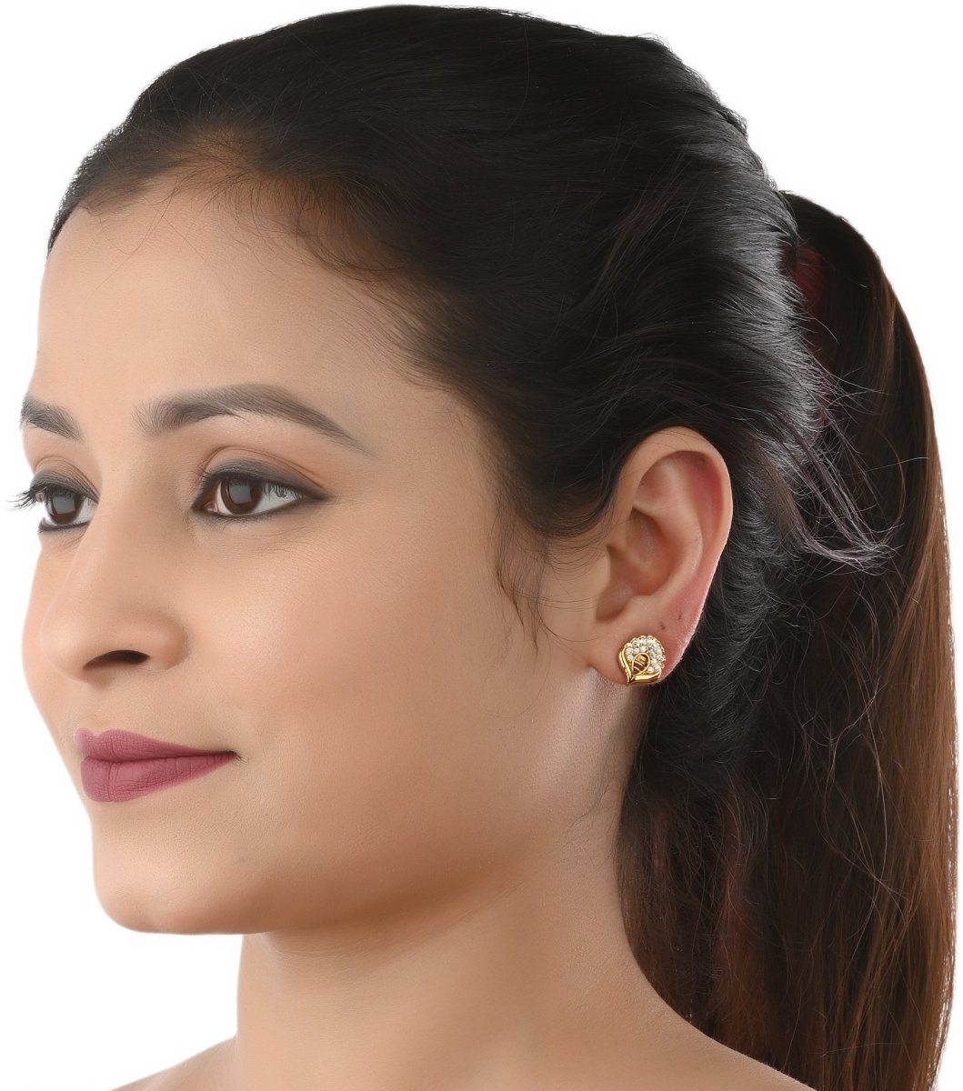 AanyaCentric Stylish Silver Plated Anklet & Gold Plated American Diamond Earring Combo for Girls & Women - Distacart