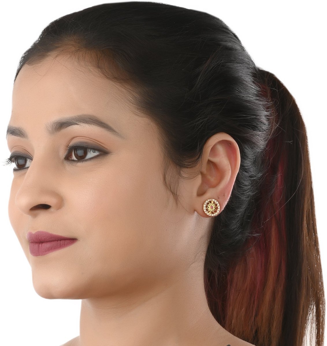 AanyaCentric Gold-plated Jewelry Combo: Elegant Short Mangalsutra, Finger Ring, and American Diamond Earrings Set - Distacart